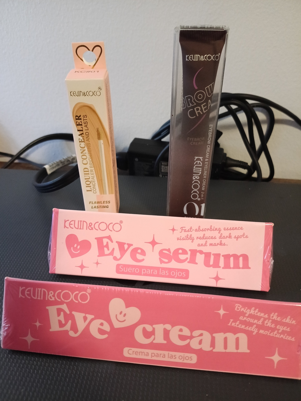 Keun&CoCo Women Makeup Eye Cream & Serum Set - Pink, Peach, Brown